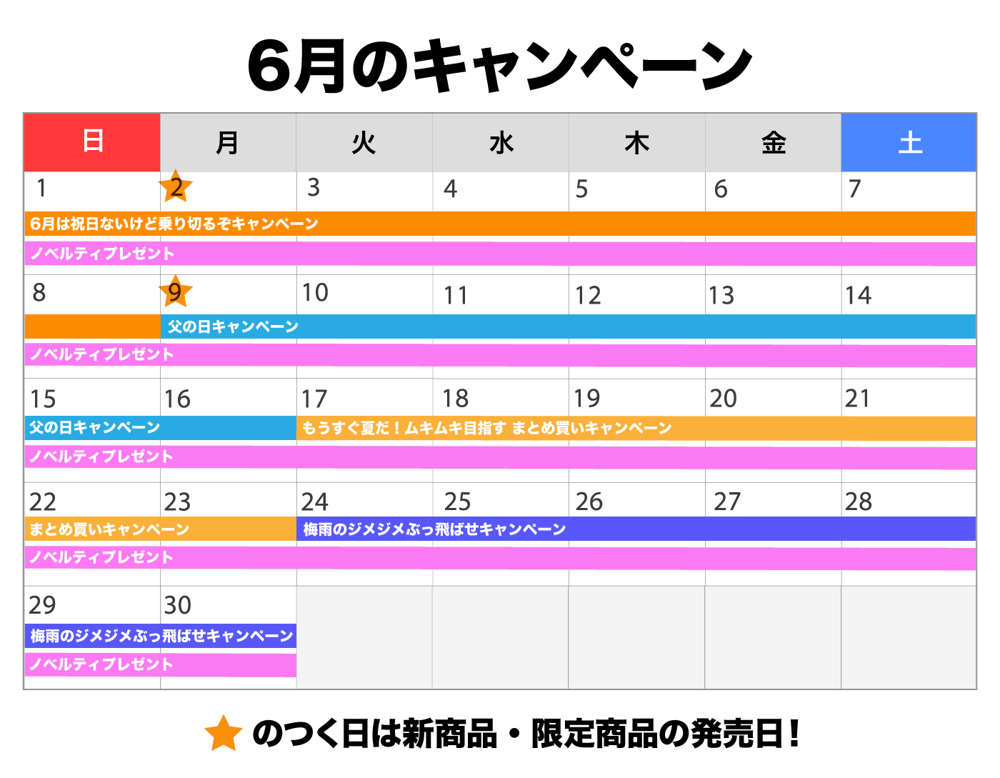 6月のキャンペーンスケジュール