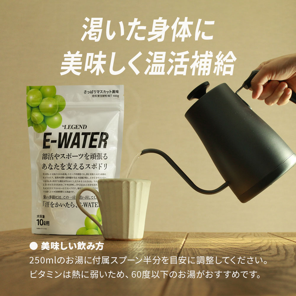 【熱中症対策ドリンク】ビーレジェンド E-WATER　さっぱりマスカット風味【400g】